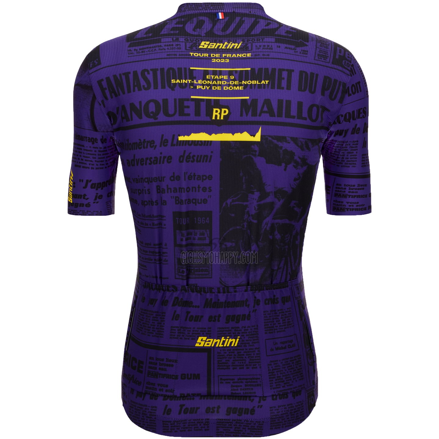 Tour de France Cycling Jersey Bib Short 2023 Men Short Sleeve Purple Black